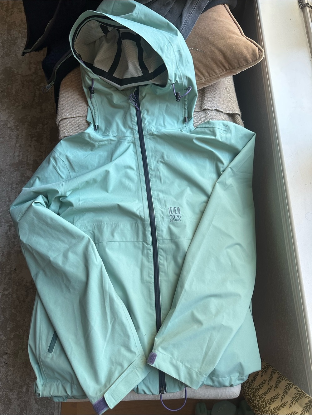 Topo Designs Seafoam Hooded Water Resistant Global Jacket